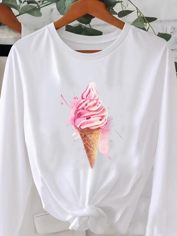 (Asian Size) Long Sleeve T Shirt Tee O-neck Leopard Love Heart Print Autumn Winter Spring Women Clothing Casual Fashion Top Graphic T-shirts