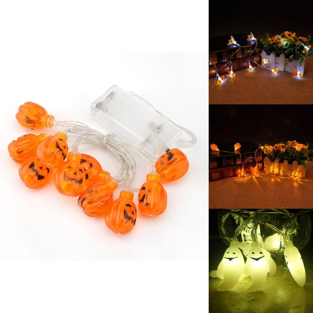 String Led Halloween Lights Pumpkins Spiders Skeleton Window Decor Lights Fairy