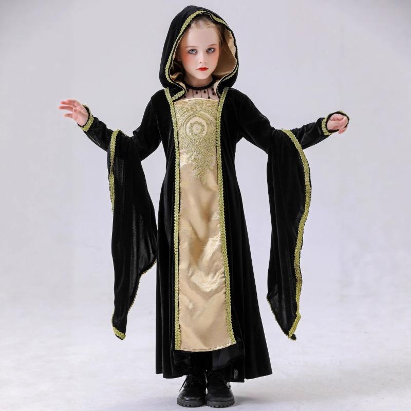 Halloween European Medieval Retro Court Children Aristocratic Girl Long Dress Masquerade Party Costume