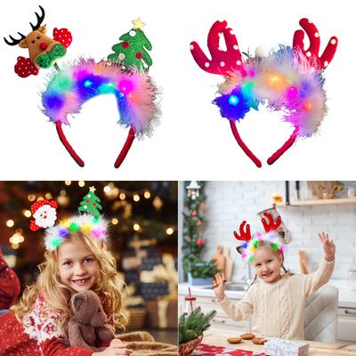 Christmas Party Hairhoop Glittering Headband Kids Festive Hairband Family Gathering Celebration Dress Up Headwear