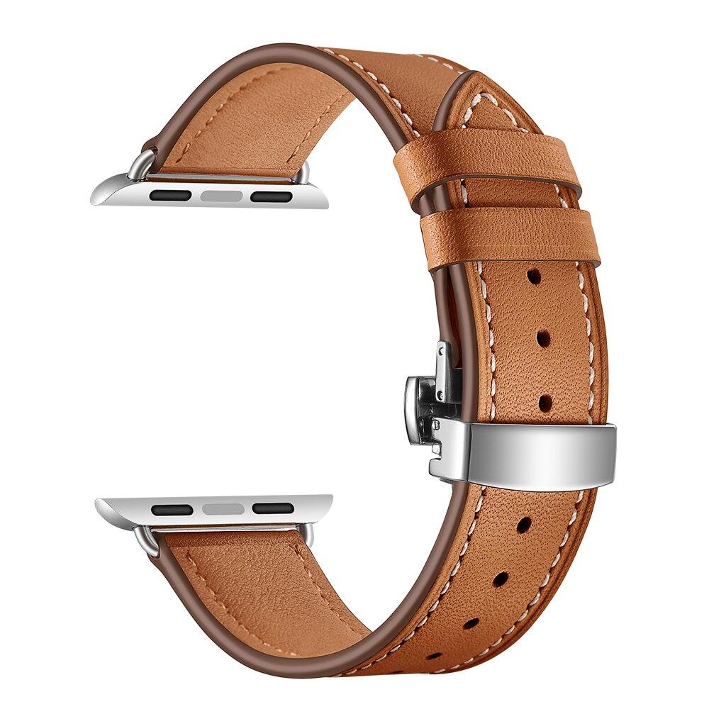 For Apple Watch 6 5 4 3 2 1 SE Band Butterfly Watch Band Strap for IWach 44mm 40mm 42mm 38mm Genuine Leather Bracelet Bands