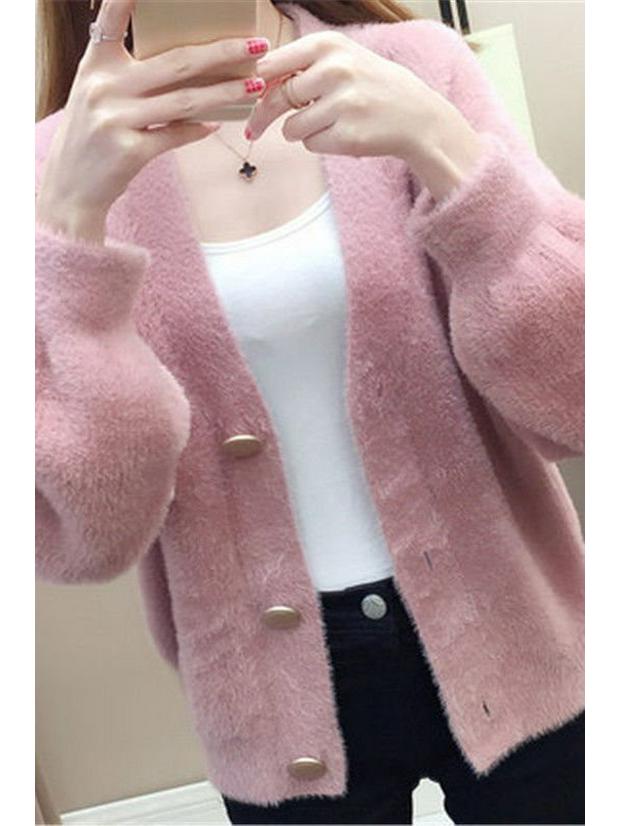 Women's Faux Mink Knit Cardigan Coat: Spring & Autumn Korean Style, Short Loose Outerwear