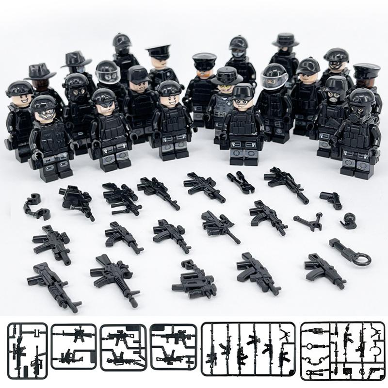 Black Swat 22 Models 24 Building Block Minifigures Small Particles Assembled Military Toys Opp Bags