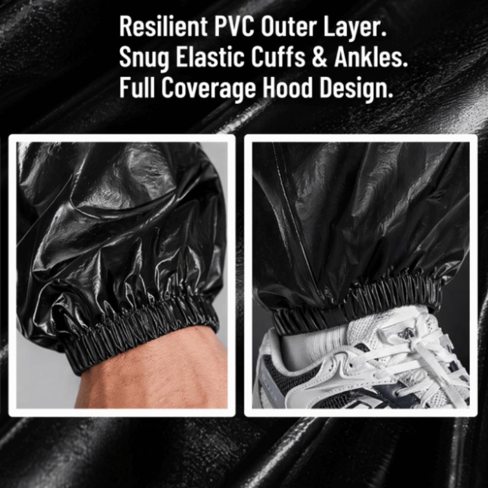 Tuta da Sauna in PVC Polsini Elastici Abbigliamento da Allenamento Set Fitness Leggero Ciclismo
