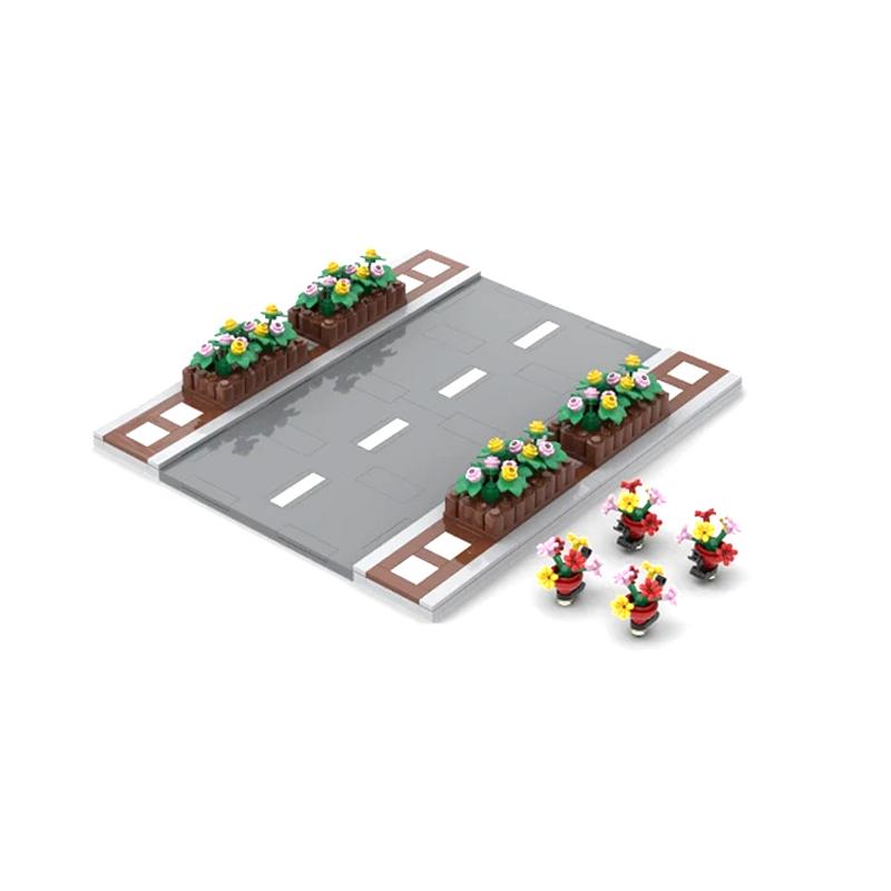 Pedestrian Bridge MOC Playthings Construction Bricks City Traffic Scene Street View Parts Blocks Traffic Motorway Works With City Bricksi