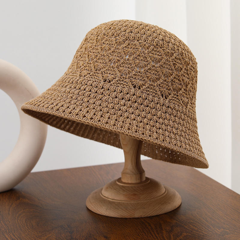 Summer Women'S Versatile Face-Covering Bucket Hat Hollow-Out Design Makes Face Look Smaller Spring Autumn Travel Sun Hat