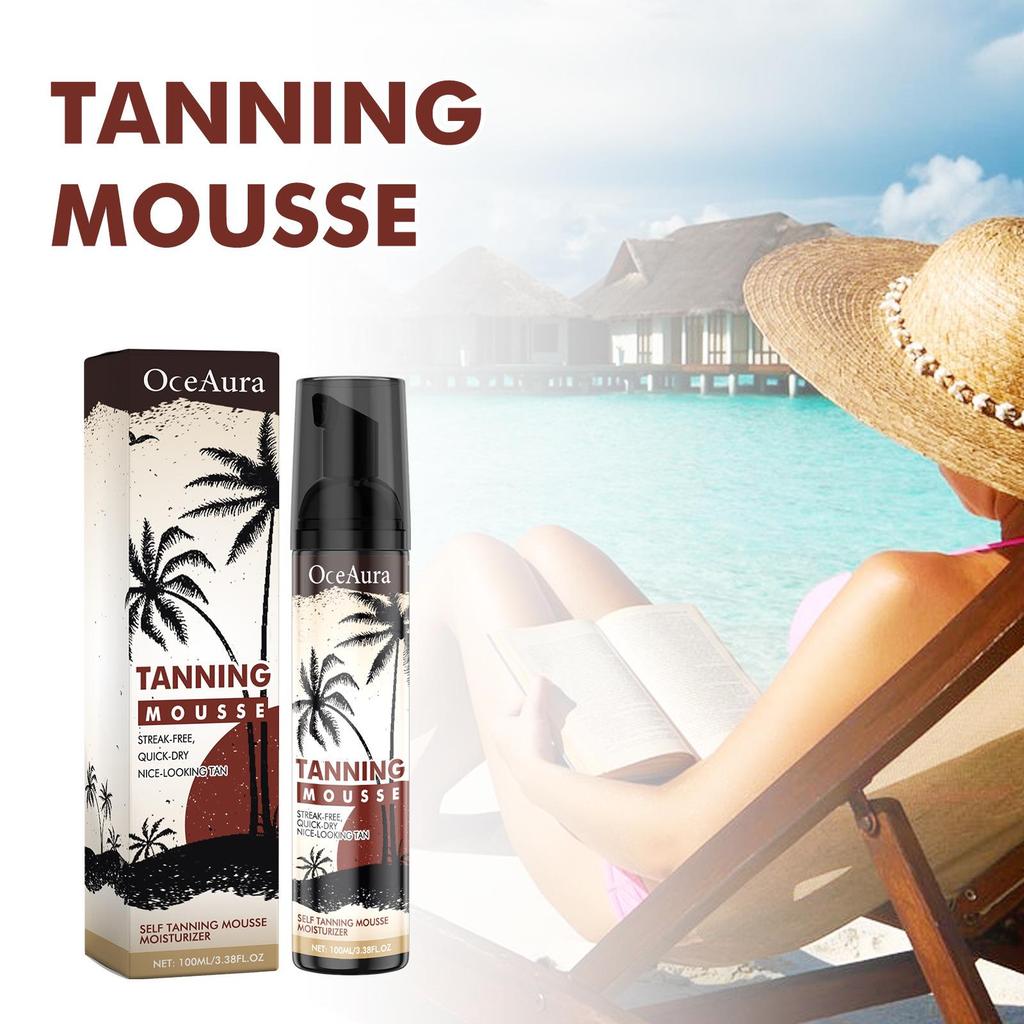 OCEAURA Tanning Mousse Spray for Moisturized, Non-Greasy Wheat-Colored Skin