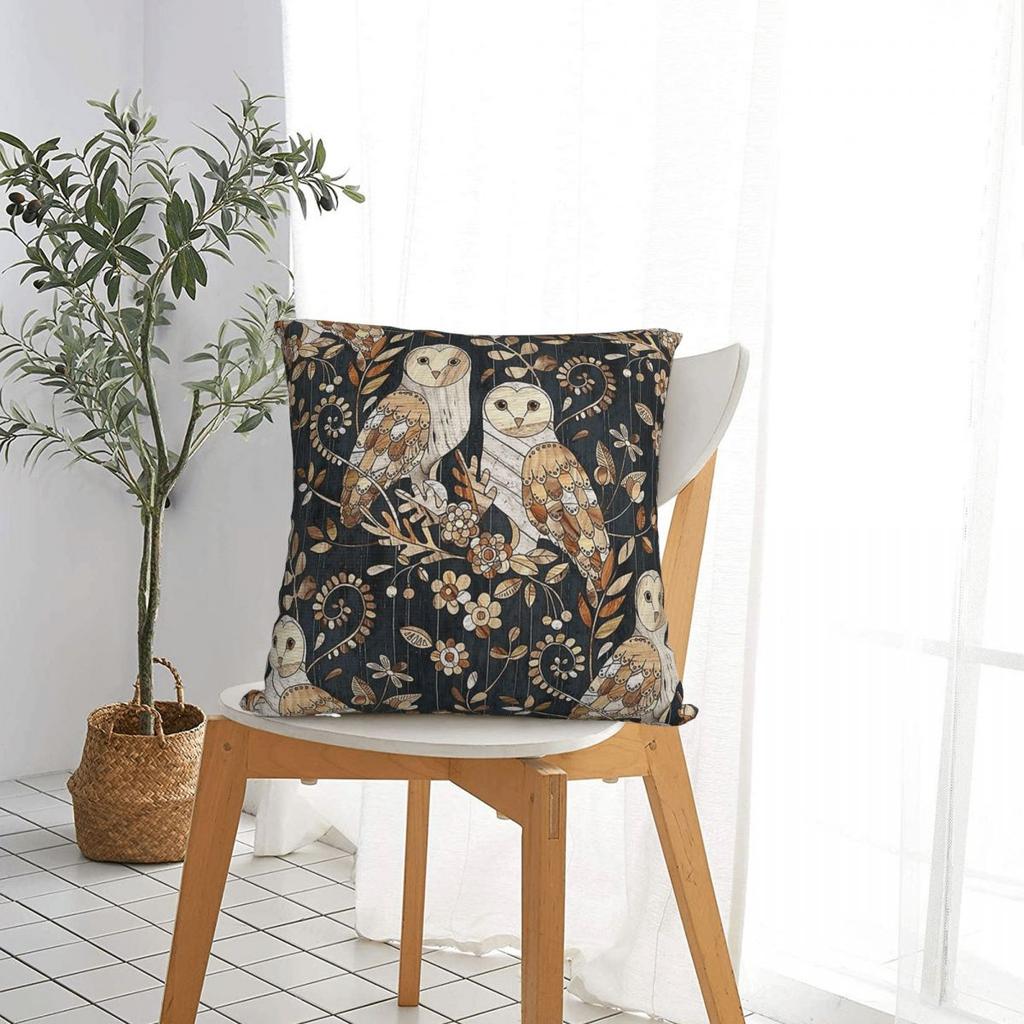 Retro Kwiatowa Sowa Ptak Kwadratowa Poszewka na Poduszkę Pokrowiec na Poduszkę Poduszka Dekoracyjna do Domu Sypialni Samochodu