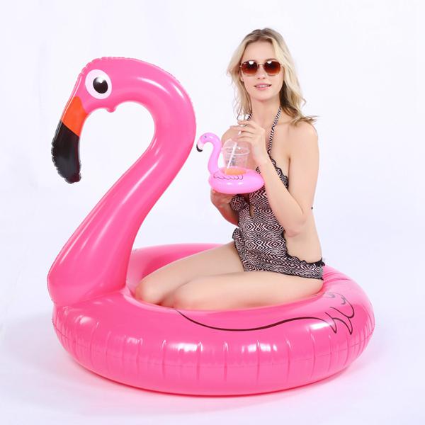 ALALEIMALL Flamingo Inflatable Pool Swimming Ring for Kids Adult Float Swim Pool Party Water Sports