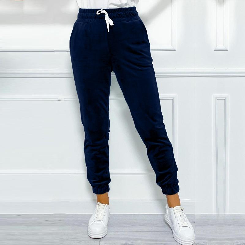 Women's olid Drawstring Velvet Jogger Pants Versatile Comfy Pants For Fall & Winter Women's Clothing