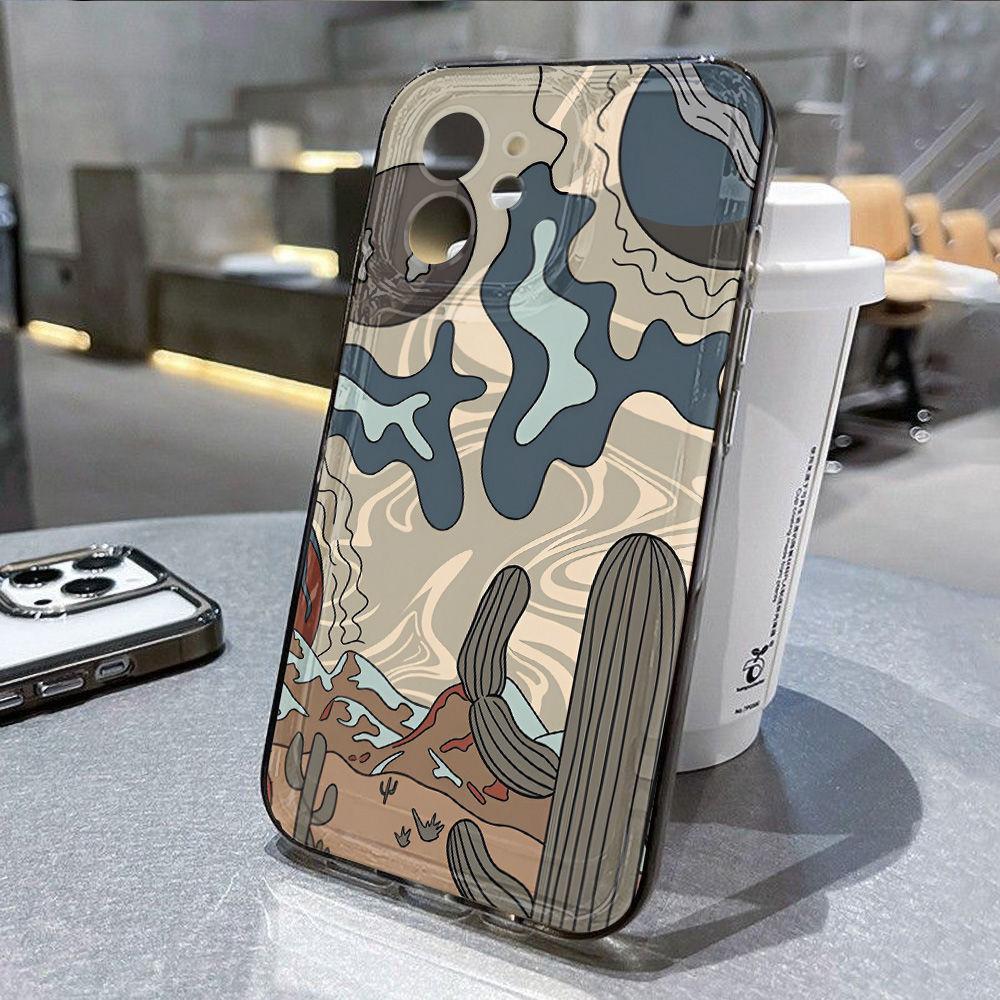 Desert cactus for iPhone17promax space phone case Apple 16 transparent 15/14 fine hole 13