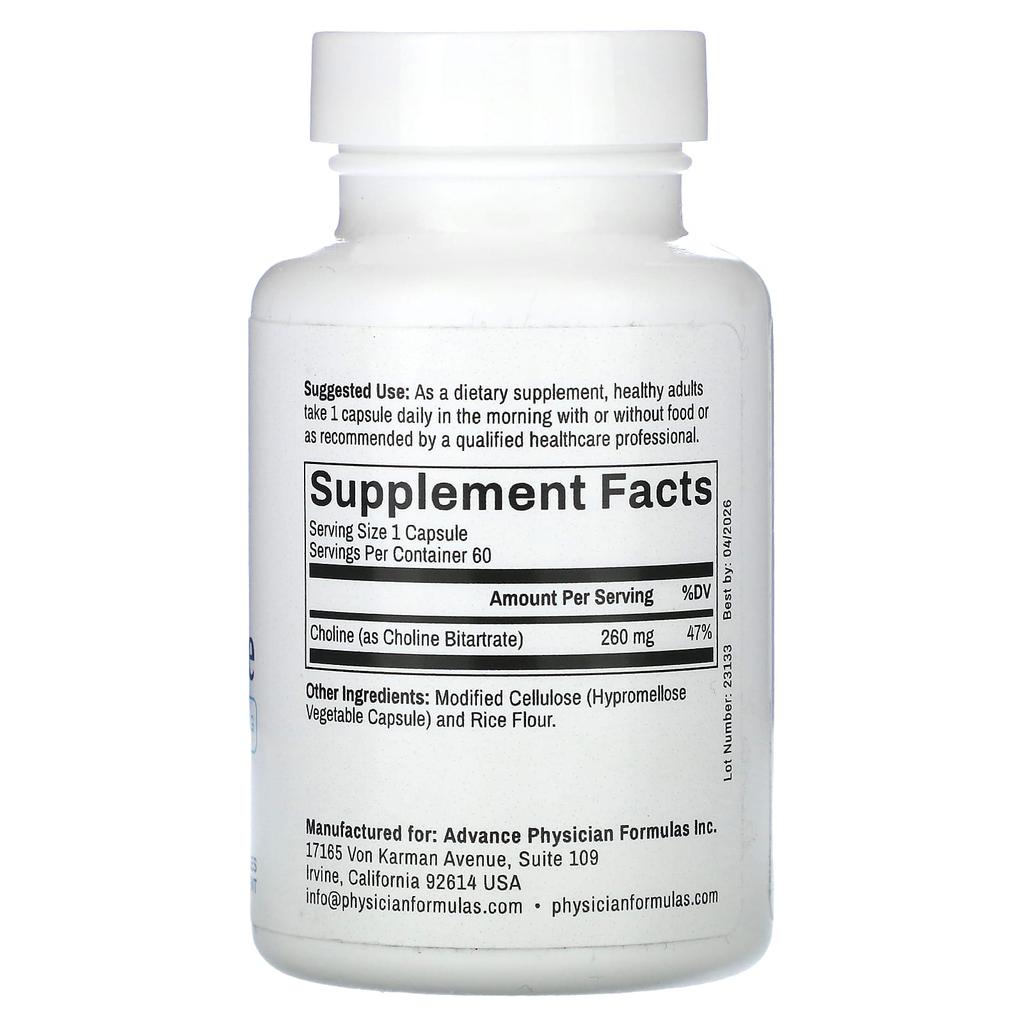 Choline Tartrate, 260Mg, 60 Capsules