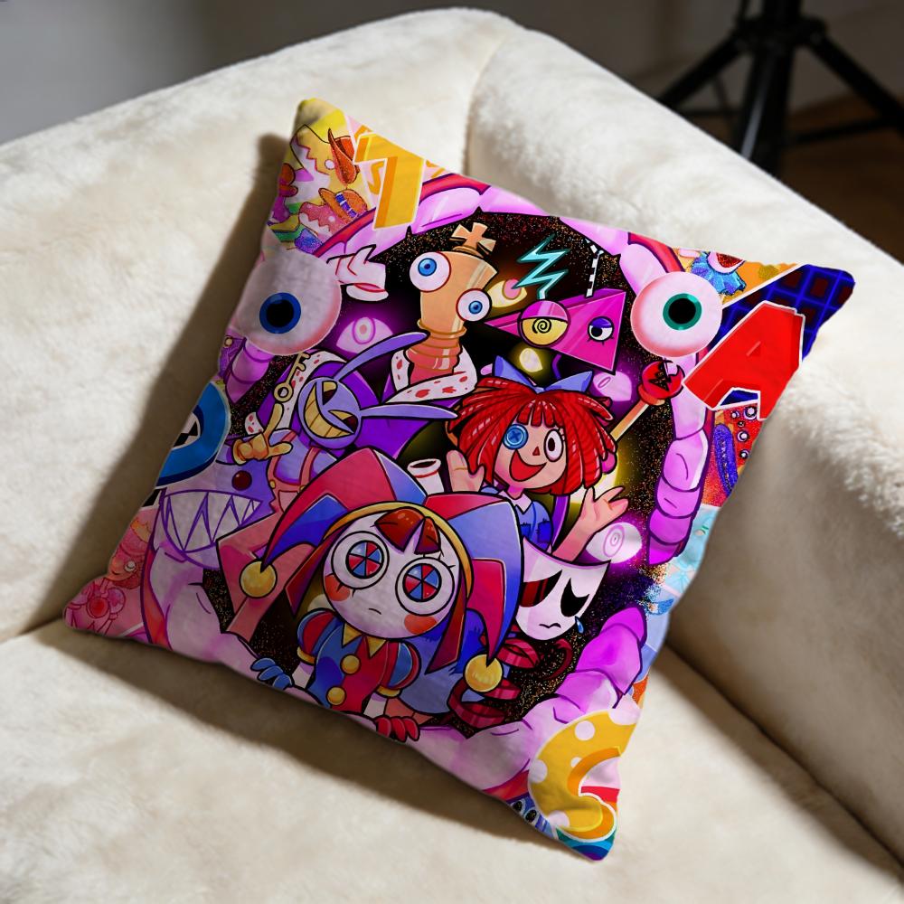 Hot TThe Amazing Digital Circusable Cushion Cover Soft Decorative Pillow Case Suitable for Bedroom Sofa Car Travel Use
