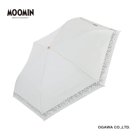 Ogawa Folding Parasol for Women: Heat-shielding, sun-blocking, UV-cut (99%+), 50cm, 6 ribs, manual opening, Moomin/Hattifatteners design, water-repell