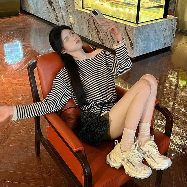 7.5Cm Korean Version Retro Thick-soled Heightening Dad Shoes Women's 2025 New Summer Breathable Sports and Leisure Shoes