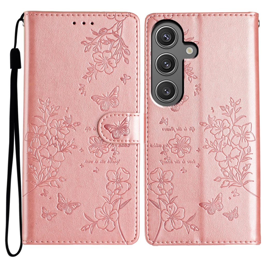 For Samsung Galaxy A16 5G/A16 4G Wallet Phone Case Butterfly Floral Imprint Leather Flip Cover