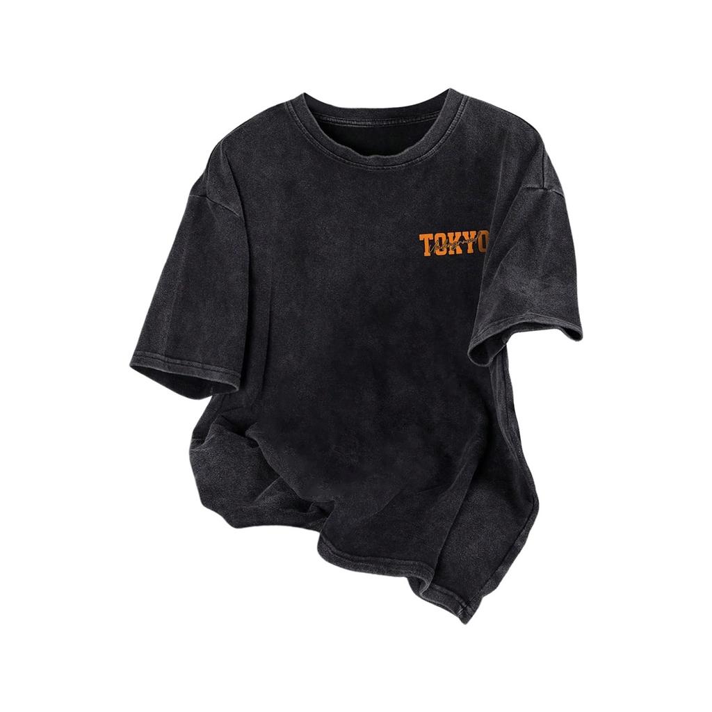 Prané Oboustranné Tokyo Underground Racing Potisk 100% Bavlna Oversized Krátký Rukáv Tričko