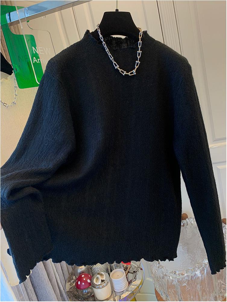 

Женская трикотажная футболка из французского кружева больших размеров - Коллекция весна/осень 2025 Large чёрный