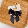 Elegant Ribbon Bows Keychain With Imitation Pearls Detail For Handbag Purse Decoration Practical Alloy Keyring Accessory
