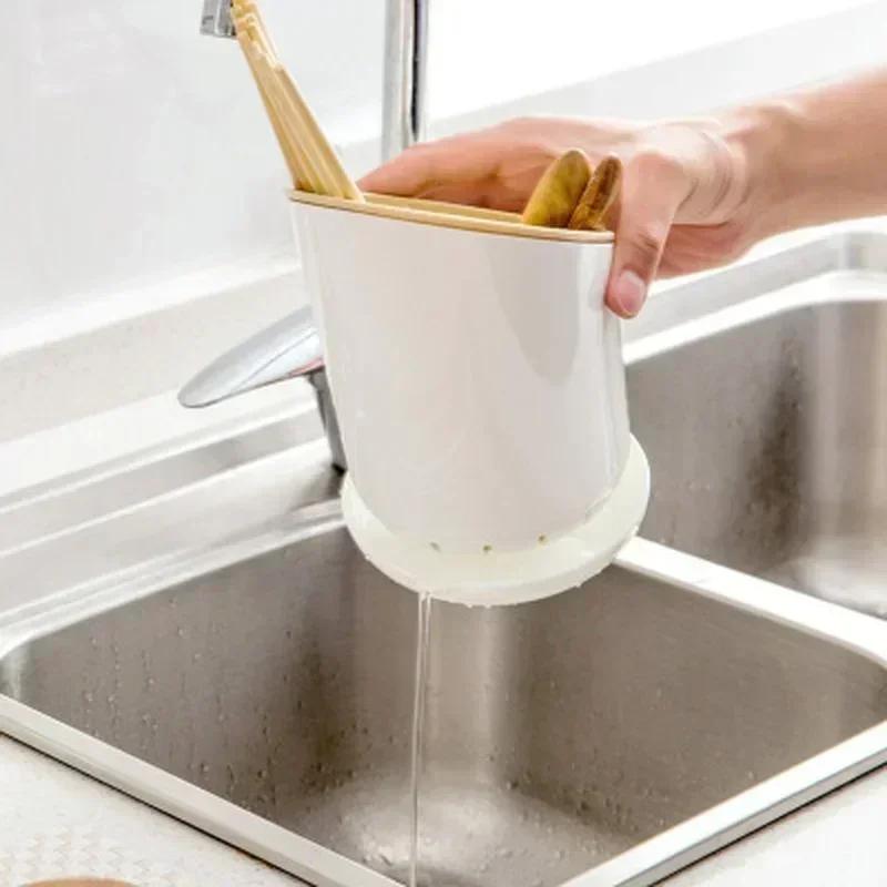 Storage Rack Chopstick Cage Multifunctional Kitchen Tableware Storage Rack, Chopstick Tube Plastic Drain Chopstick Rack Spoon