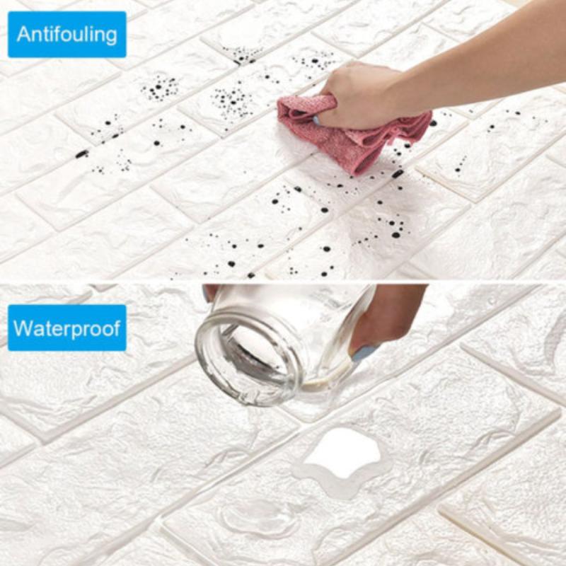 70Cmx5M 3D Brick Pattern Wall Sticker Self-Adhesive Panel Water-Repellent Living Room Wall Cover Home Ornament