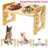 Elevated Dog Bowls Wood Tilted Adjustable Dogs Feeder Stand with Stainless Steel Food Bowls for Your Cat and Dog Pet Accessories