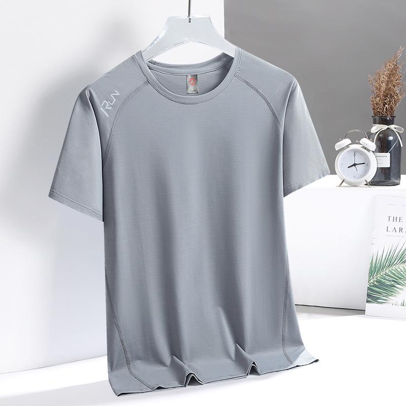 

Мужская быстросохнущая эластичная футболка из ледяного шелка - Летний спортивный и повседневный топ для бега L