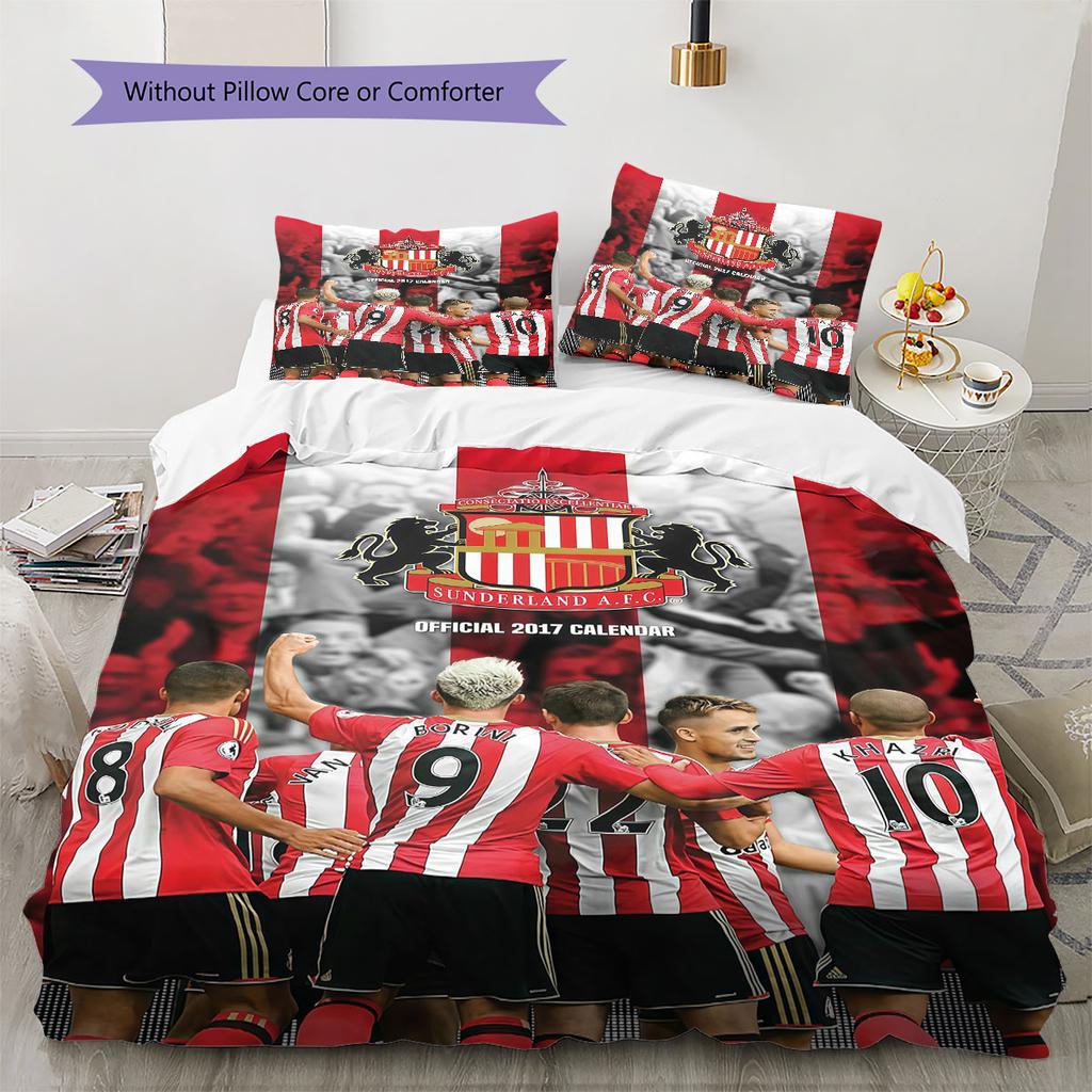 Sunderland AFC Player Pattern Bedding Home Decoration Birthday Gift ( 1 duvet cover + 2 pillowcase, without core),fan merchandise.
