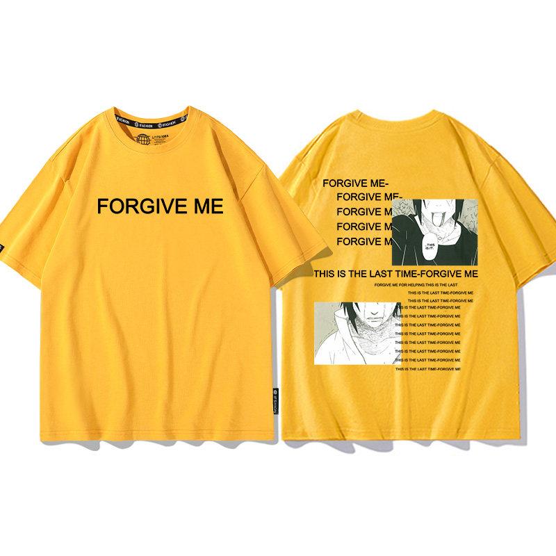 Yellow Cartoon Childrens Tshirt Naruto Xiao Organized Six Payne Anime Cotton Doublesided Printing Parentchild Casual Tshirt