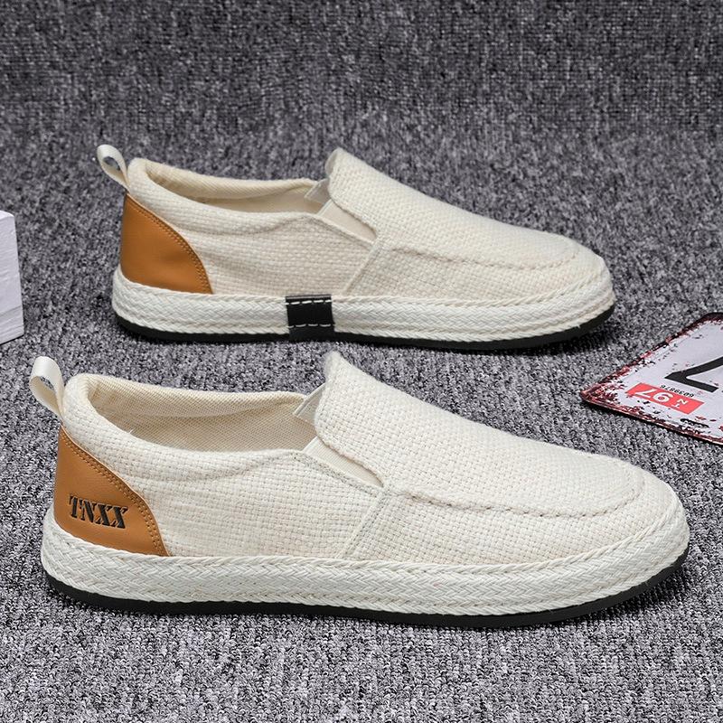 Autumn New Linen Men's Shoes Lazy Step Fishing Soft Bottom Casual Old Beijing Cloth Shoes Men's Casual Sports Shoes