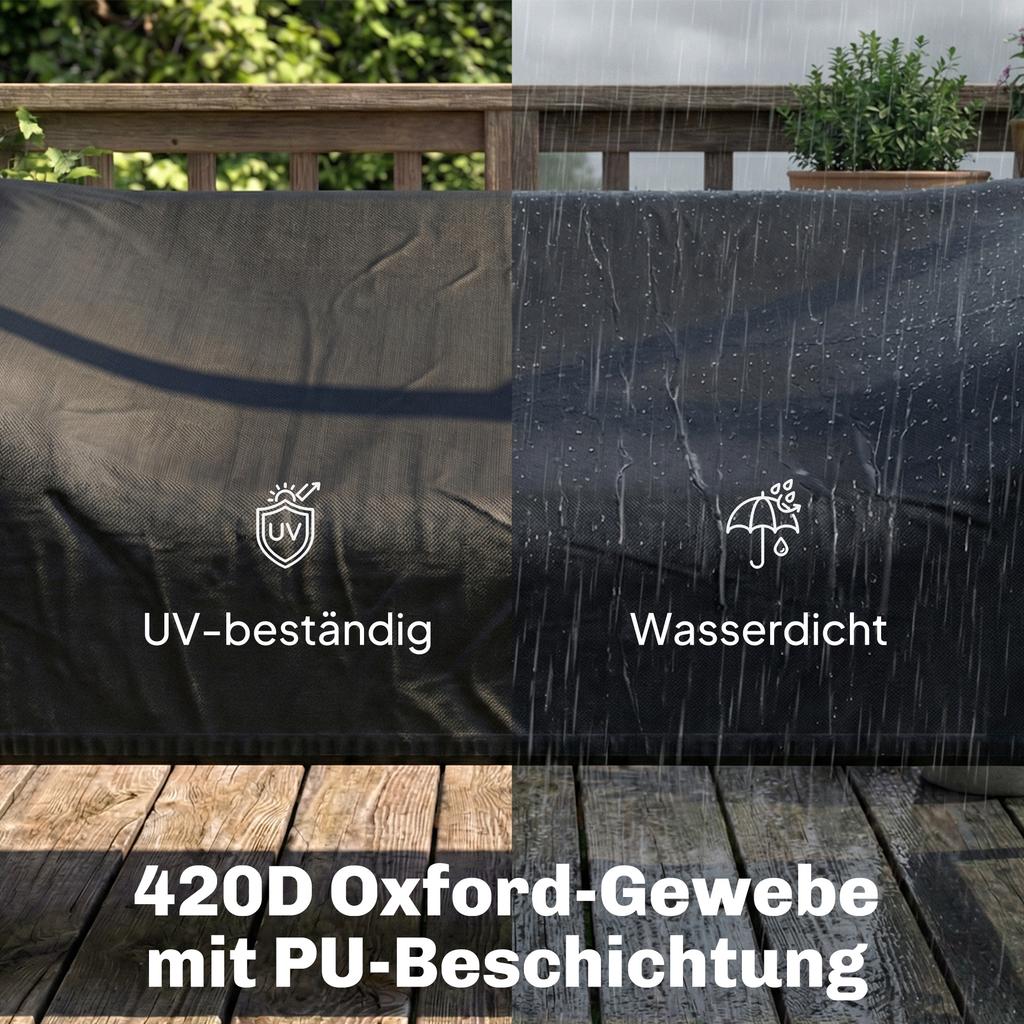 3-Seater Garden Swing Cover, Waterproof Protective Cover, Windproof and UV-Resistant, 420D Oxford Fabric