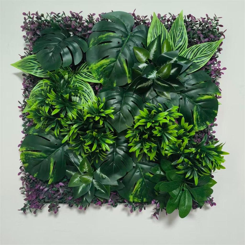 50×50cm Artificial Green Plant Wall - Plastic Vertical Garden, Fake Flower Wall, Synthetic Turf Background