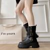 Fashion Winter Design Platform Heel Women Ankle Boots Fashion Slip On Height Increase Shoes Punk Style Short Botas De Mujer