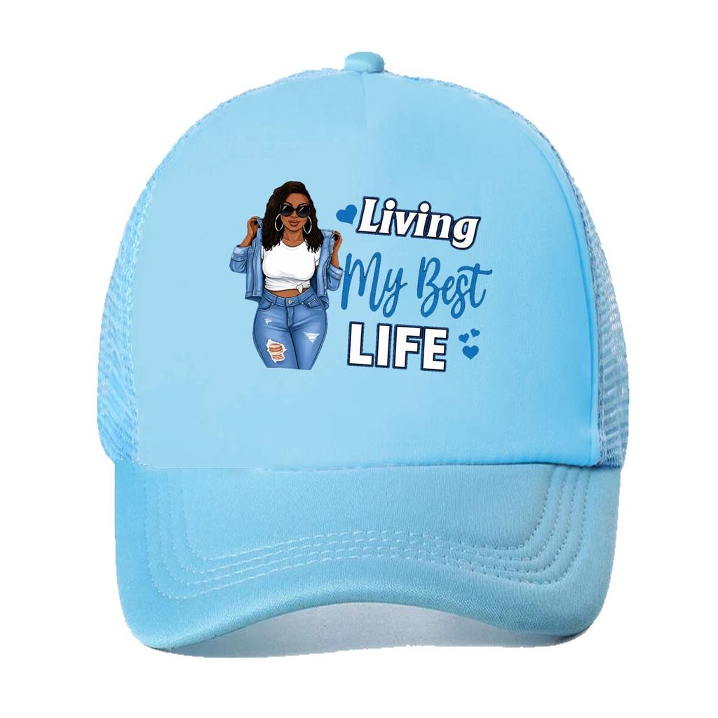 Graphic Living My Best Life Mesh Baseball Cap Hip Hop