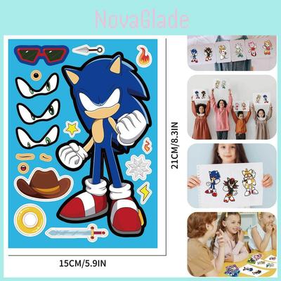 Uroczy Sonic Jeż Dzieci Anime Puzzle Interaktywna Naklejka Zestaw do Rękodzieła DIY