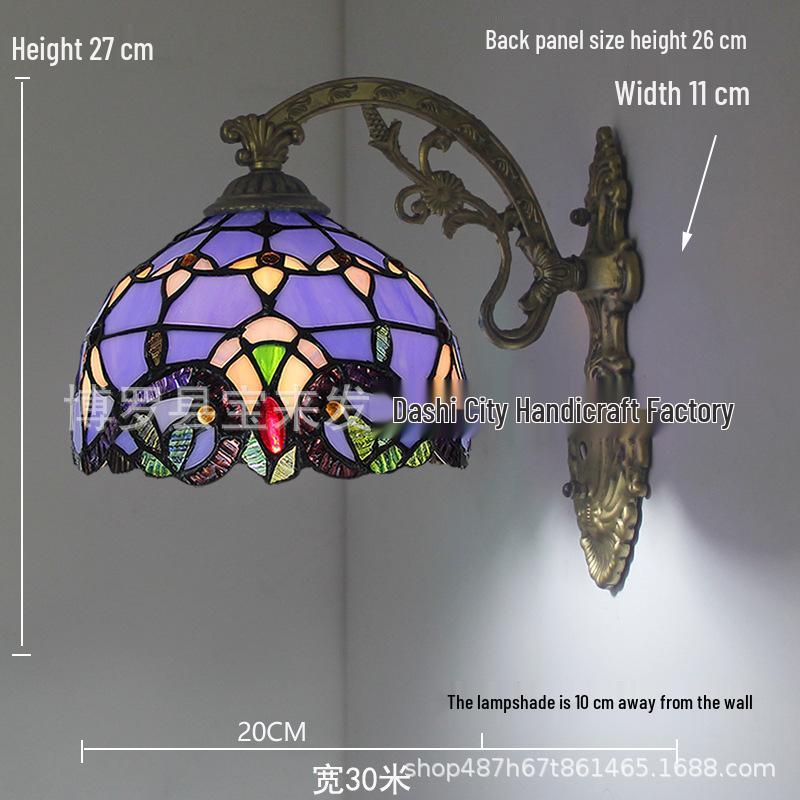Retro European Tiffany-Style Wall Lamp for Bedroom, Hallway, or Bathroom Mirror