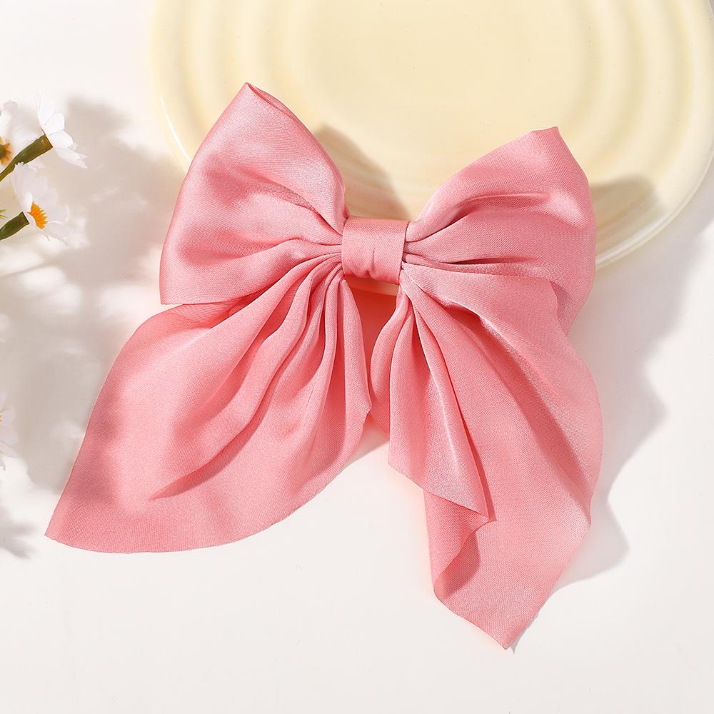 LOVEKIKI 4.9inch Elegant Hair Bows Hair Clip for Womens Fashion Ponytail Hairgripes Girls Solid Color Satin Butterfly Barrettes