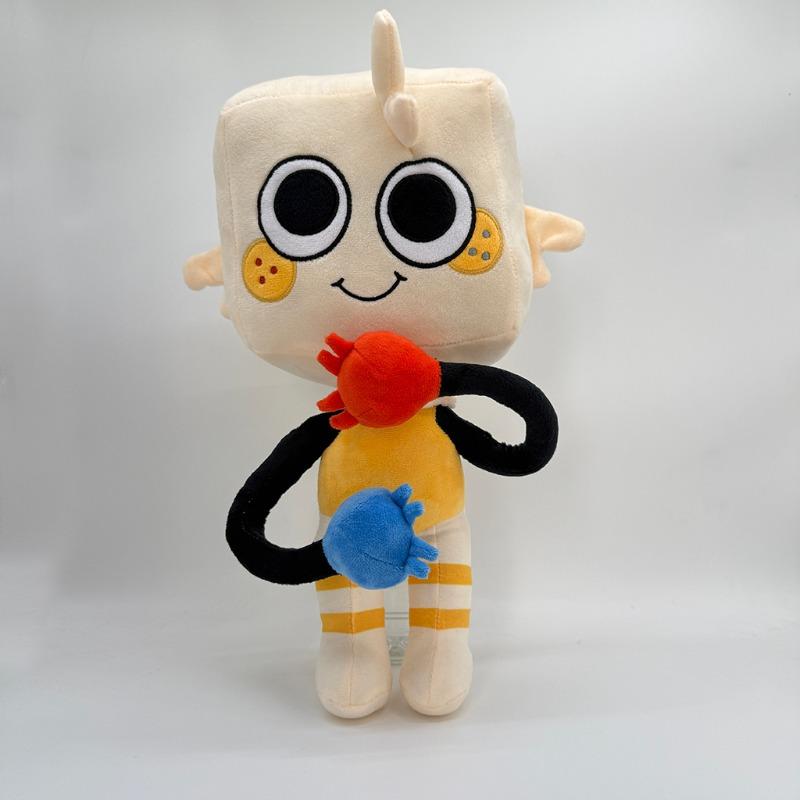 Cute Dandys World Goob Plush Toy Soft Stuffed Cartoon Character Doll Square Head Figure Collectible Home Ornament Birthday Gift for Kids and Game Fans
