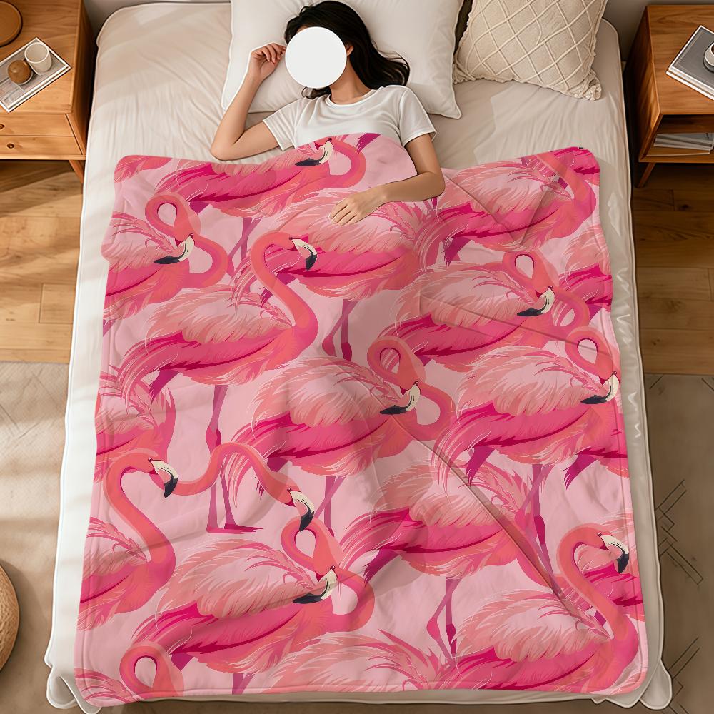 

Fashion Art Flamingo Tropical Plants soft warm plush blanket dormitory sofa living room pet hogar bedroom gift nap home Flannel 75x90cm