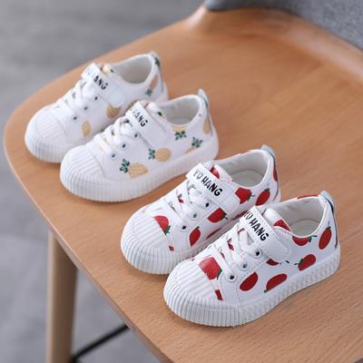 Frühling und Herbst Neue Kinder Cartoon Board Schuhe Jungen und Mädchen Erdbeere Ananas Einzelne Schuhe Weiche Sohle Babyschuhe