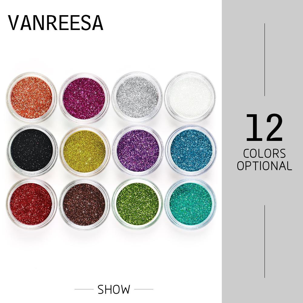 

Набор блестящих пудр для ногтей VANREESA, 12 шт., украшения для дизайна ногтей, акриловые блестящие пигменты, маникюрные инструменты