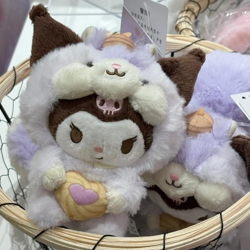 Cute Big Squirrel Tail Plush Toy Keychain Kawaii Cookie Squirrel Series Fluffy Melody Kuromi Kitty Cat Doll Stuffed Toy