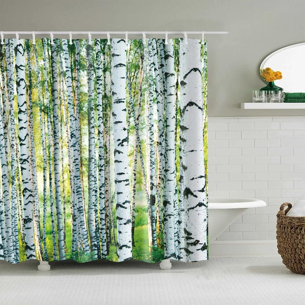 3D Tree Scenery Shower Curtains Bathroom Curtains High Quality Waterproof Polyester Bath Curtain with 12 Hooks for Home Decor