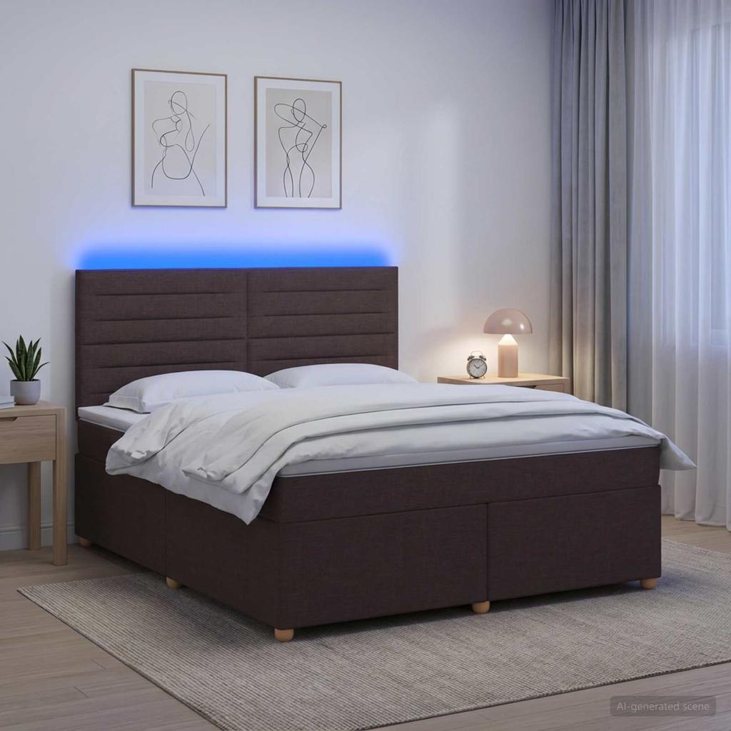 Box Spring Bed with Mattress Dark Brown 140 x 190 cm Fabric