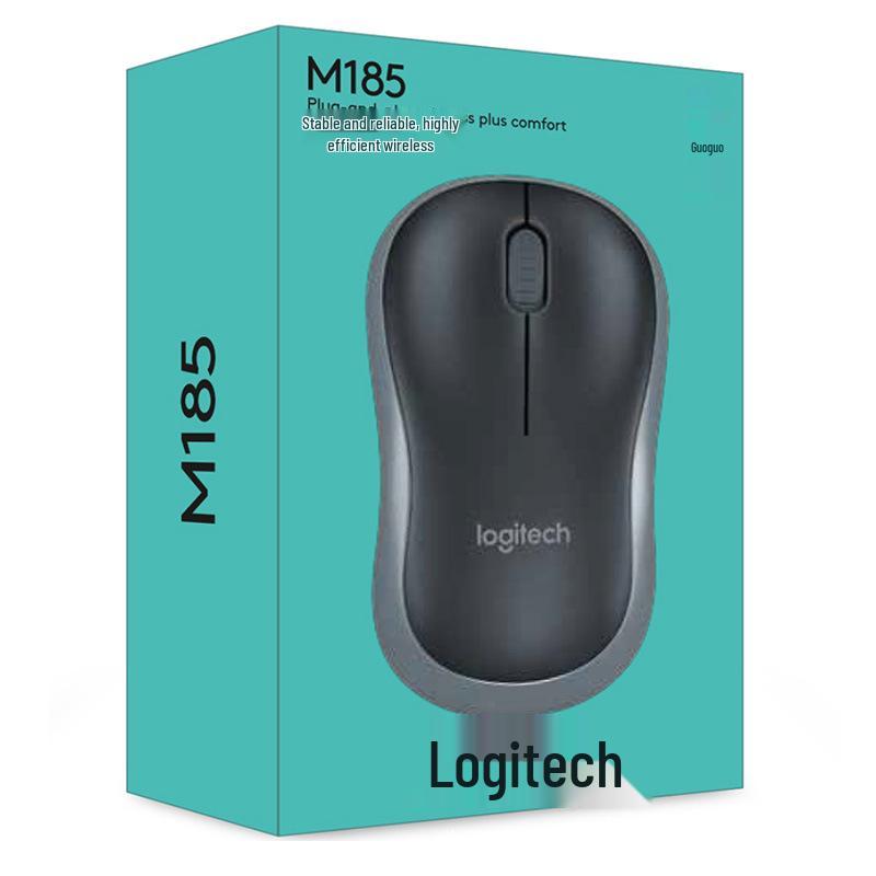 Logitech M185 Wireless Symmetrical Office Mouse - Black/Gray Trim