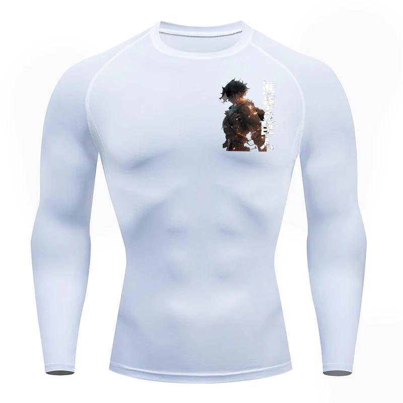 Men's Compression Shirt Eren Yeager Combat State Graphic Sports Quick Drying Gym T-shirt Fitness Sweatshirt Elastic Top T-shirt
