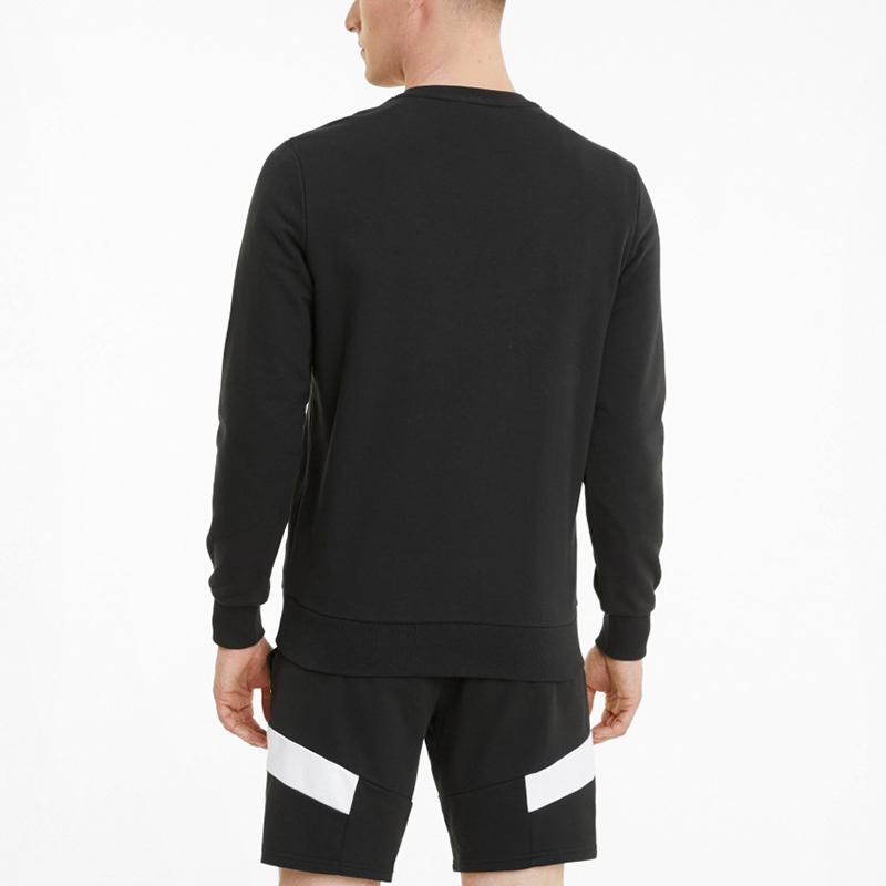 Puma Klasický svetr s potiskem loga, sportovní pletený svetr s kulatým výstřihem, pánský svetr, černý 531366-01