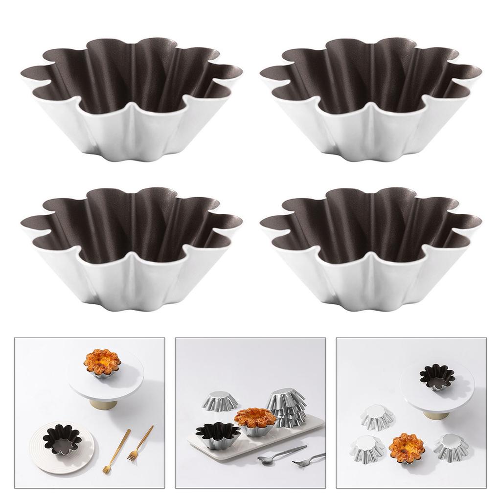 4Pcs Eggs Tart Molds Tiny Pie Tartlets Dessert Molds Aluminium Small Tart Pans Small Cupcakes Molds Bakings Cups