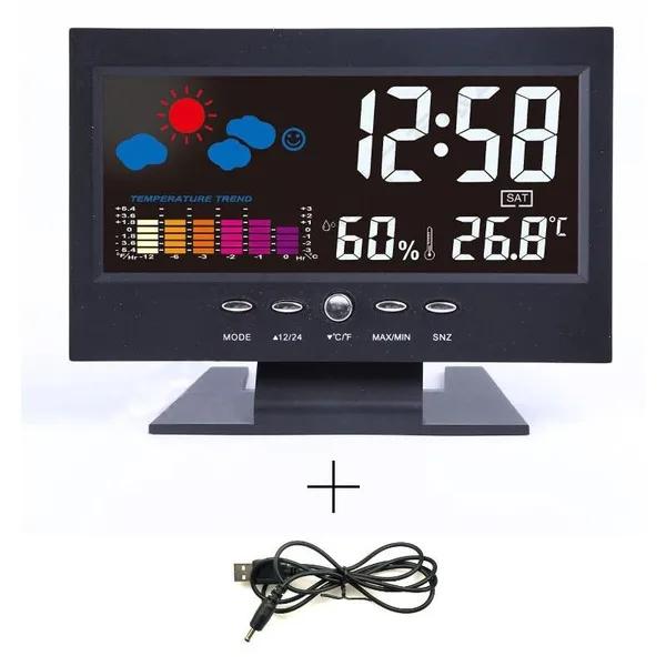 Sveglia con stazione meteorologica interna con retroilluminazione a LED Sveglia con stazione meteorologica con retroilluminazione LCD digitale multifunzione per interni con retroilluminazione