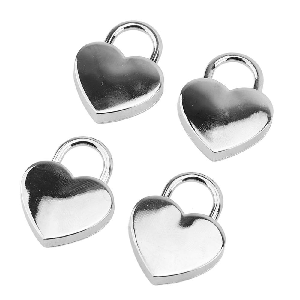 4sets Metal Mini Padlock with Key Silver Diary Lock Decorative Love Lock For Jewelry Box